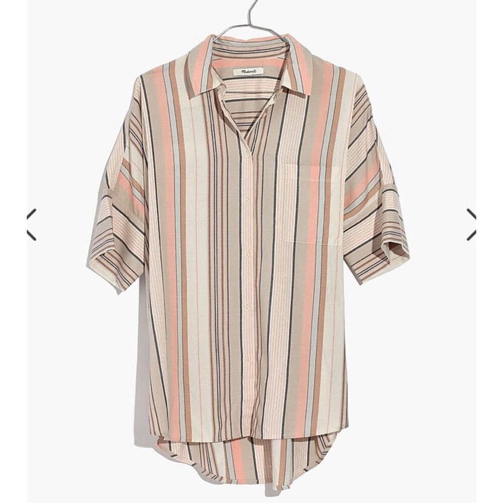 Madewell Lightweight Boxy Striped Courier Shirt in Aldwin Stripe - Size S